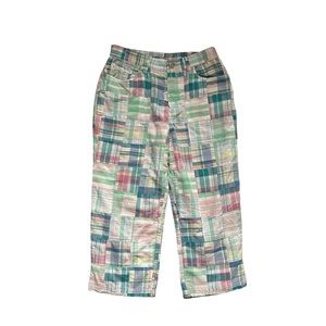 Vintage LAUREN Ralph Lauren Pastel Madras Plaid Capri Pants Cotton Preppy Sz 4P